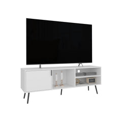 TV Stand, 1 Door, 3 Shelves, White