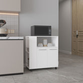 Kitchen Cart, 2 Doors, 3 Shelves, 4 Wheels