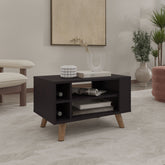 Coffee Table, 4 Shelves, 4 Legs, Black Wengue