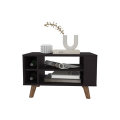 Coffee Table, 4 Shelves, 4 Legs, Black Wengue