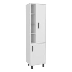 Storage Cabinet, 2 Doors, 9 Shelves, 4 Legs, White