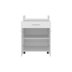 Kitchen Cart, 2 Doors, 1 Drawer, 4 Wheels, 2 Shelves, White
