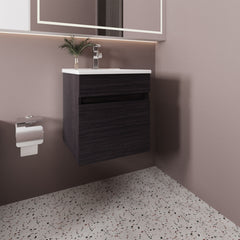 Bathroom Vanity with Sink, 1 Door, Black Wengue