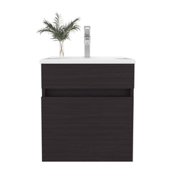 Bathroom Vanity with Sink, 1 Door, Black Wengue