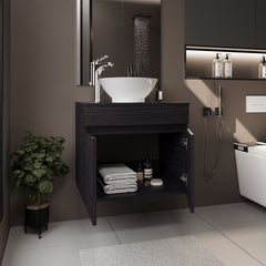Bathroom Vanity with Sink, 2 Doors, Black Wengue