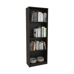 Bookcase with Spacious Tier-Shelving Design, Dark Walnut / Black Wengue