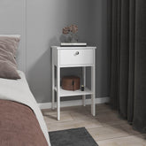 Nightstand, 1 Drawer, 1 Shelf, 4 Legs, White