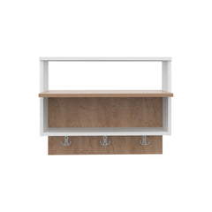 Wall Shelf, 2 Shelves, White / Natural Oak