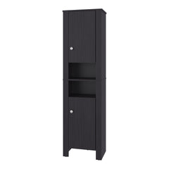 Bathroom Cabinet 63.3" H, 2 Doors, 6 Shelves, Black Wengue - Bathroom