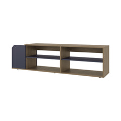 TV Stand 16.5" H, 4 Shelves, Natural Oak / Alby Blue - Living Room