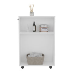 Storage Cart 32.2" H, 2 Shelves, 4 Wheels, White - Bathroom