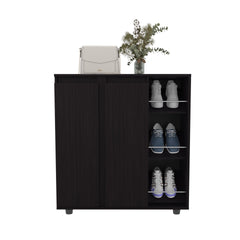 Flippin Shoe Rack 36" H, 2 Doors, 11 Shelves, Black Wengue - Bedroom