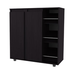 Flippin Shoe Rack 36" H, 2 Doors, 11 Shelves, Black Wengue - Bedroom