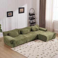 Modular Combination, Bamboo Joint Shape, Armchair, Extra-Large Compression & 3+1 Seater Chenille Deep-Seat (with 3 Pillows) All Fit Living Room/Bedroom