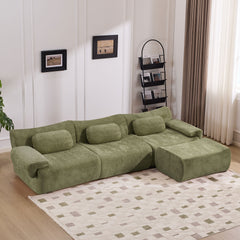 Modular Combination, Bamboo Joint Shape, Armchair, Extra-Large Compression & 3+1 Seater Chenille Deep-Seat (with 3 Pillows) All Fit Living Room/Bedroom