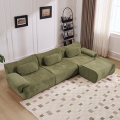 Modular Combination, Bamboo Joint Shape, Armchair, Extra-Large Compression & 3+1 Seater Chenille Deep-Seat (with 3 Pillows) All Fit Living Room/Bedroom
