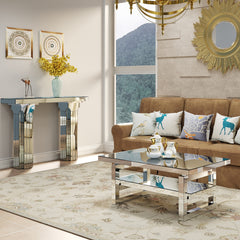 Mirrored Console Table Wide Bling Silver Mirror Entryway Desk Modern Rectangle Sofa Table Entryway Tables for Living Room