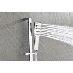 Shower System with Shower Head, Hand Shower, Slide Bar,, Shower Arm, Hose, Valve Trim, and Lever Handles