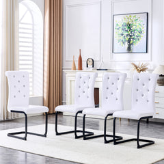 Set of 4,Retro alligator skin Upholstered dining chairs,with Crystal buckle design and Faux Leather design,a touch of elegance and mystery to the dining area,Black spray-painted metal bow leg
