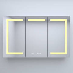 48 in. W x 30 in. H Rectangular Silver Aluminum Recessed/Surface Mount Medicine Cabinet with Mirror LED and Clock