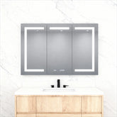 48 in. W x 30 in. H Rectangular Silver Aluminum Recessed/Surface Mount Medicine Cabinet with Mirror LED and Clock