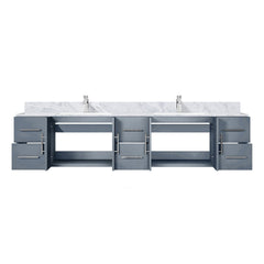Dark Grey Double Bath Vanity 84 in. W x 22 in. D, Carrara Marble Top, and Faucet Set