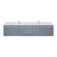 Dark Grey Double Bath Vanity 84 in. W x 22 in. D, Carrara Marble Top, and Faucet Set