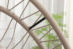 Outdoor egg-shaped hanging chair with stand, patio wicker swing egg-shaped chair, indoor rocking chair, outdoor hammock egg-shaped chair, linen gray