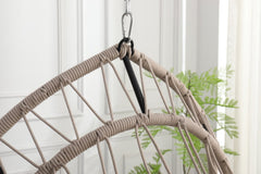 Outdoor egg-shaped hanging chair with stand, patio wicker swing egg-shaped chair, indoor rocking chair, outdoor hammock egg-shaped chair, linen gray