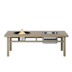47" 3-in-1 Outdoor Aluminum Beige Propane Fire Pit Table 50,000 BTU with Ice Bucket,