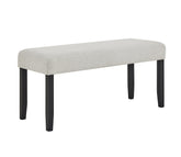 1pc Contemporary Upholstered Dining Bench Light Gray Finish Dining Room Living Room Wooden Furniture Black Finish