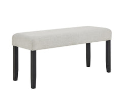 1pc Contemporary Upholstered Dining Bench Light Gray Finish Dining Room Living Room Wooden Furniture Black Finish