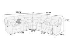 Contemporary Style Power Reclining Sectional Set Two Console Cup Holder Power Motion Dark Gray Finish Primary Living Room