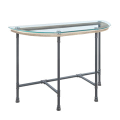 Brantley Clear Glass & Sandy Gray Finish Sofa Table