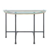 Brantley Clear Glass & Sandy Gray Finish Sofa Table