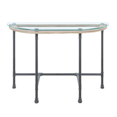 Brantley Clear Glass & Sandy Gray Finish Sofa Table
