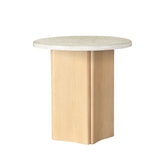 Qwin Marble Top & Oak Finish End Table W/Marble Top
