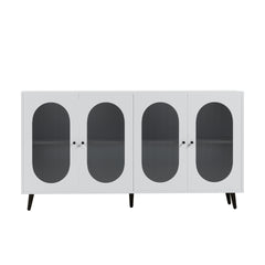 Buffet Cabinet with Storage, 60'' Storage Cabinet with 4 Acrylic Doors, Accent Cabinet, Sideboard Cabinet for Hallway, Entry, Living Room, White