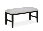 1pc Light Gray Upholstered Bench Soft Neutral Tone Dark Finish Legs Wooden Dining Room Furniture