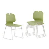 Modern Stacked Office Chairs Set of 4 in Green and Grey with Polypropylene Construction and 180KG Load Capacity