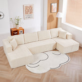 U shape Modular Sectional Sofa, Compressed Sectional Sofa Modern Minimalist Style Corduroy Couch, Sleeper Sofa for Living Room, Bedroom, Comfy Compressed Sofa Couch Space-Efficient ,BEIGE