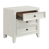 White 3-Drawer Nightstand