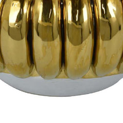 Milly Decorative Bowl, Raised Petal Rim, Gold Metallic Ceramic 13 Inch