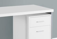 Computer Desk, Home Office, Laptop, Left, Right Set-up, Storage Drawers, 48"l, Work, White Laminate, Grey Metal, Contemporary, Modern