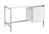 Computer Desk, Home Office, Laptop, Left, Right Set-up, Storage Drawers, 48"l, Work, White Laminate, Grey Metal, Contemporary, Modern