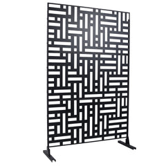 Outdoor & Indoor Privacy Screen Metal Privacy Screen 76" H×48" W, Freestanding Decorative Privacy Screen for Deck Balcony Patio, Privacy Fence Panels for Outside Lawn Garden PS103 BLACK