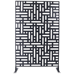 Outdoor & Indoor Privacy Screen Metal Privacy Screen 76" H×48" W, Freestanding Decorative Privacy Screen for Deck Balcony Patio, Privacy Fence Panels for Outside Lawn Garden PS103 BLACK
