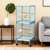 Large Space Bird Cage,Aviary House with Wheels,Four Doors,Easy to Clean Bird Habitat