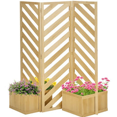 Freestanding Divider/Separator,Decorative Outdoor Privacy Screen,with Self-Draining Planters,Trellis Plant Support Panels for Garden Walkway, Backyard