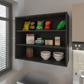 Chinle Wall Cabinet in Melamine with Open Storage, Black